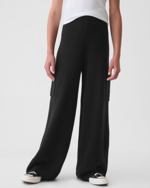 Dziecięce plecione spodnie cargo CashSoft czarne