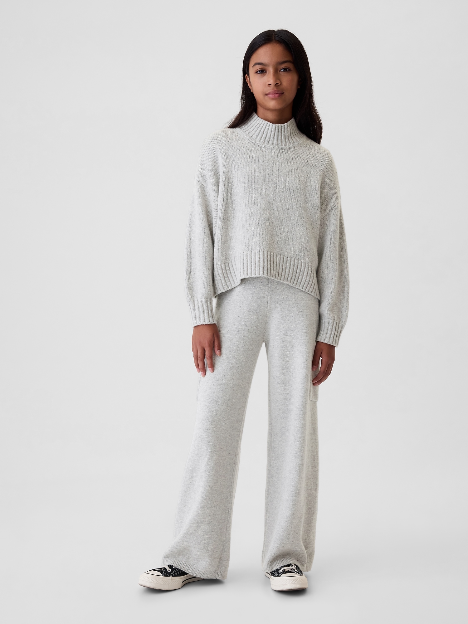 Dziecięce plecione spodnie cargo CashSoft szare - obrazek 3