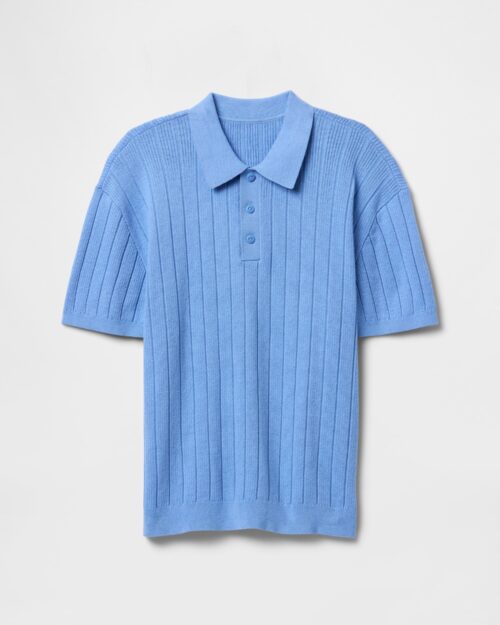 Dziecięca dzianinowa koszulka polo niebieska