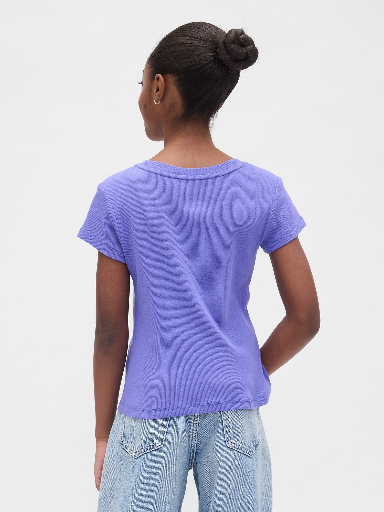 T-shirt dziecięcy prążkowany z logo fioletowy - obrazek 4