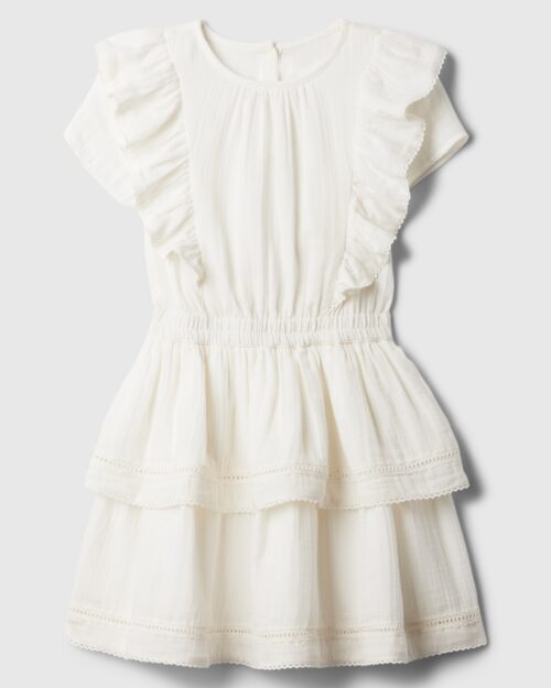 Dziecięca sukienka z falbankami biała