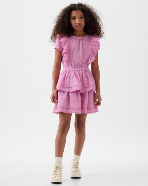 Dziecięca sukienka z falbankami różowa