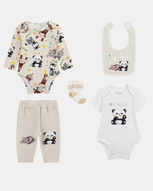 Zestaw body, skarpetki, śliniak i spodnie GUESS