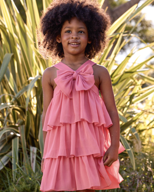 Sukienka szyfonowa z falbankami dla dziewczynki