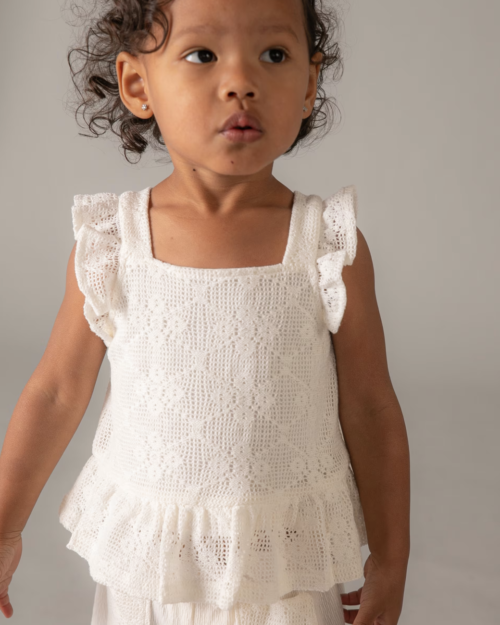 Komplet spodnie i top crochet dla niemowlęcia