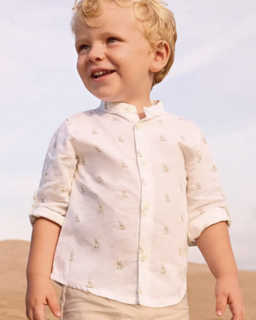 Mayoral koszula z dodatkiem lnu dziecięca