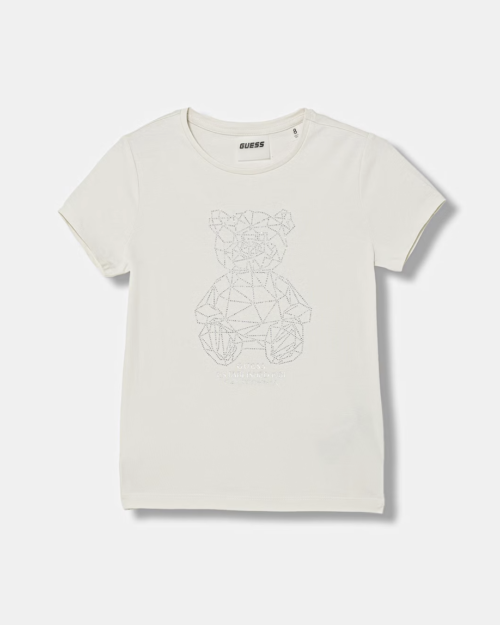 Guess t-shirt dziecięcy bawełniany z elastanem beżowy